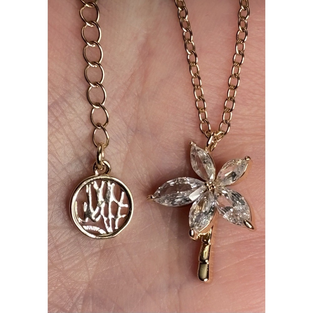 Lilly Pulitzer Crystal Rhinestone Palm Tree 16" Gold Tone Necklace